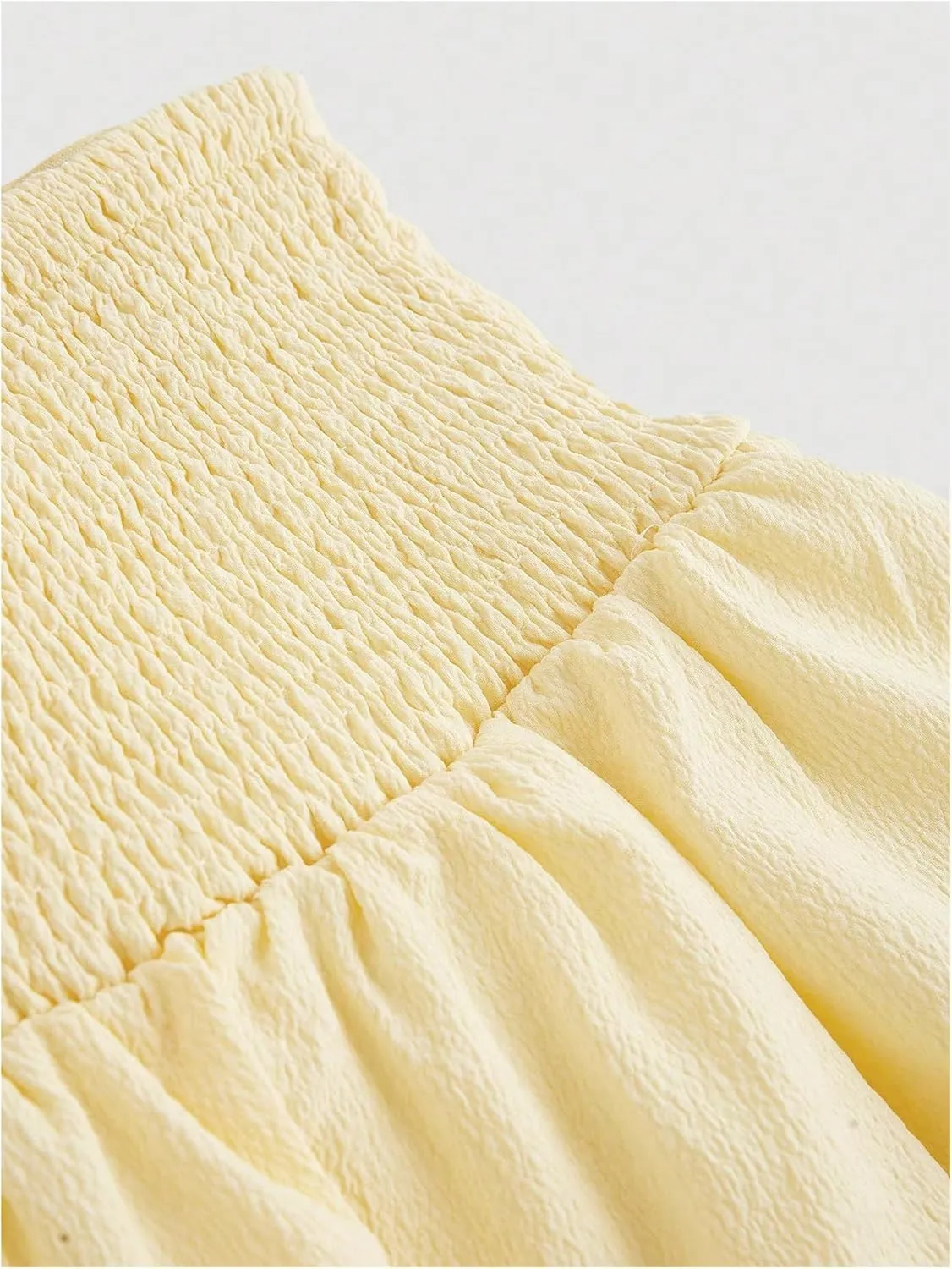 Women's Bow Front Mini Skirt High Shirred Waist Layered Ruffle Hem Short Cake Skirts