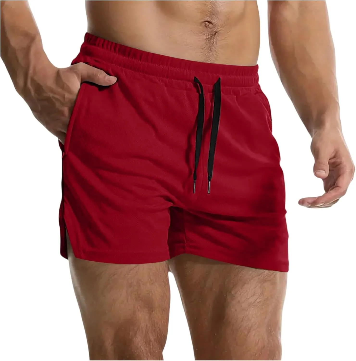 Ymosrh Mens Fitness Shorts Drawstring Summer Casual Workout Running Shorts with Elastic Waist and Pockets, S-2XL