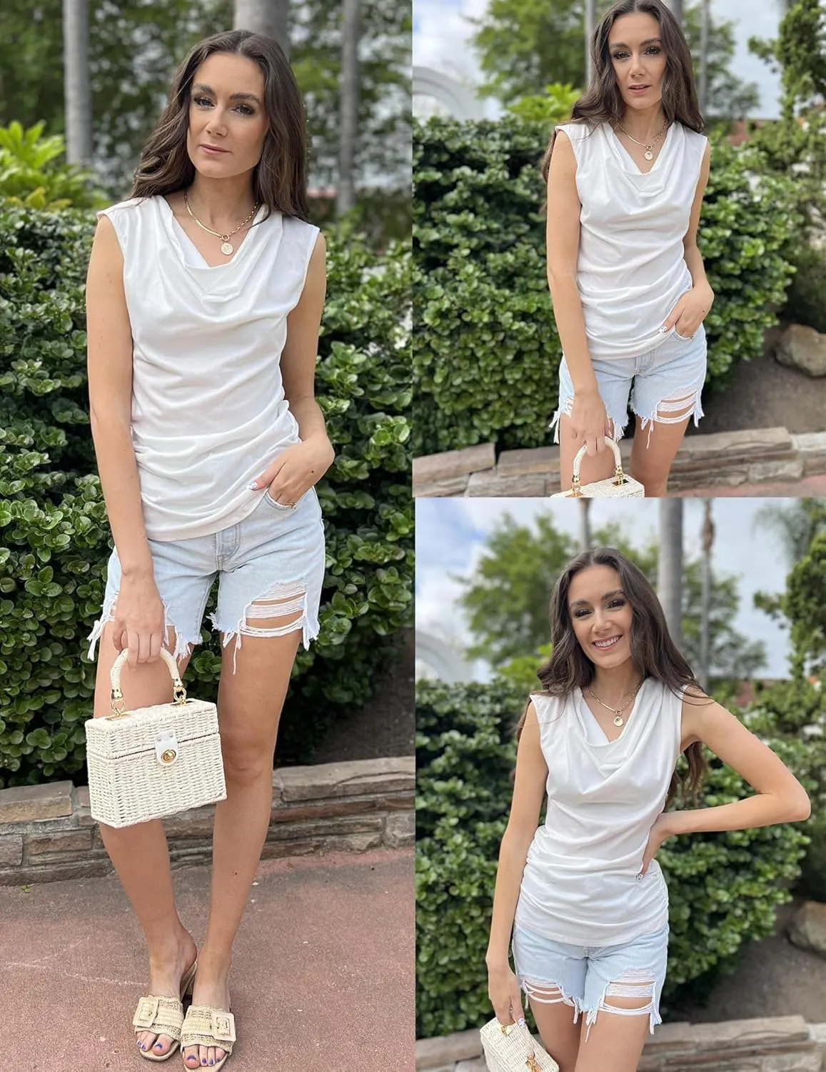 Zeagoo Tank Top for Women Trendy Going Out Tops Sleeveless Shirts Ruched Business Casual Basic Tunic Tops