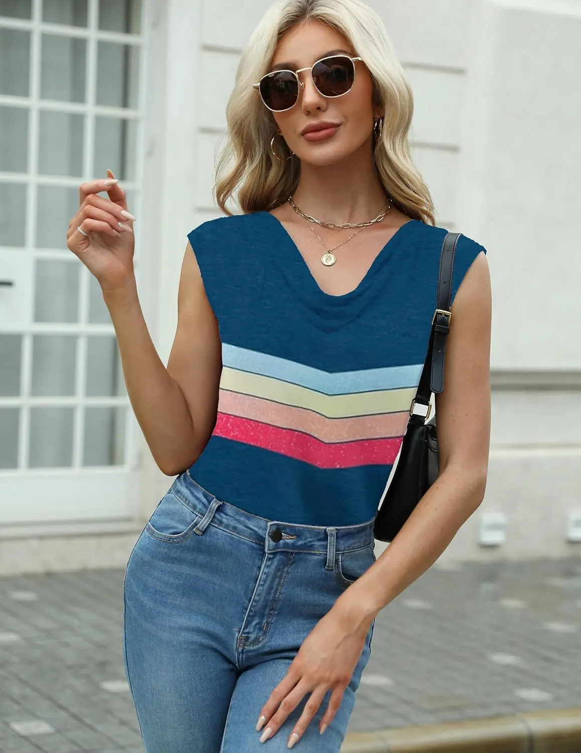 Zeagoo Tank Top for Women Trendy Going Out Tops Sleeveless Shirts Ruched Business Casual Basic Tunic Tops